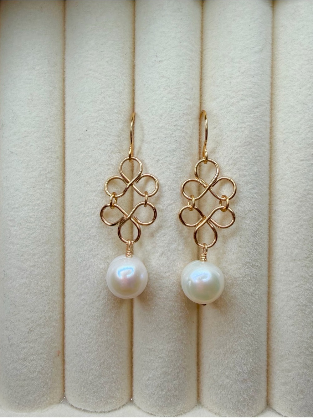 Brass Pearl Drop Earrings - Elegant White Pearl Dangles